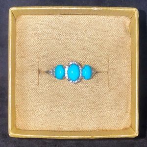 Sterling Silver Ring with Turquoise Gems